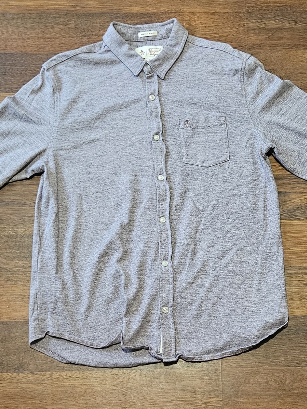 PENGUIN mens long-sleeve slim fit dress shirt SIZE LARGE COLOR PURPLE/GREY LL23